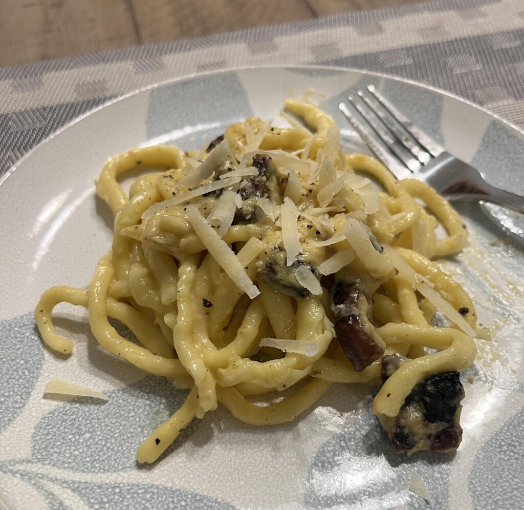 Carbonara with fresh pici pasta Carbonara with fresh pici pasta