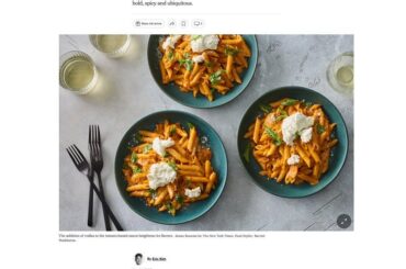 Nice mention of the origin of Penne Alla Vodka today in the NYT