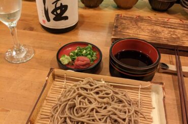 Hand-cut soba with homegrown toppings