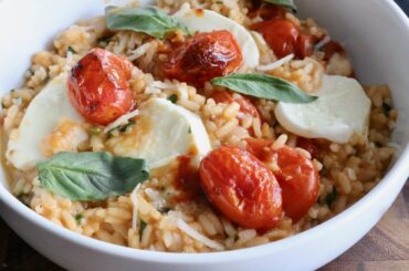 Roasted Tomato and Mozzarella Caprese Risotto