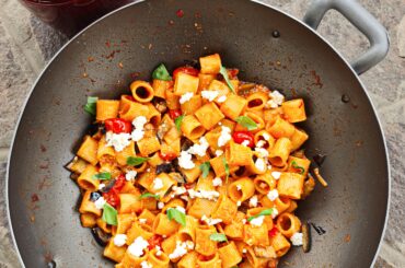Aubergine, ricotta and tomatoes pasta
