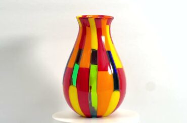 Handmade Murano Glass Vase, Crafted In Murano, Italy