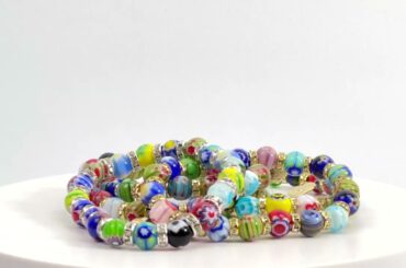 Murano Glass Beaded Bracelets, Handmade In Italy