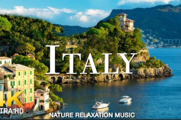 FLYING OVER ITALY (4K UHD) Amazing Beautiful Nature Scenery with Relaxing Music | 4K VIDEO ULTRA HD