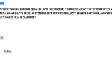 In which segment would a national chain (or local independent) Italian restaurant