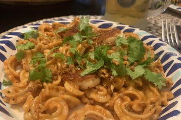 I made this tet noodle dish from Madame Vo NYC, but I used cascatelli noodles instead of egg noodles.