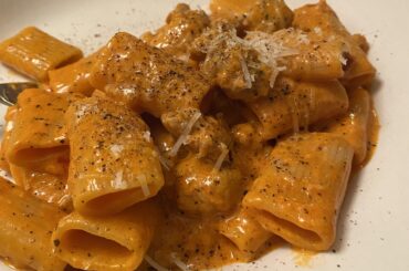 My “famous*” vodka sauce. Spicy, very rich.