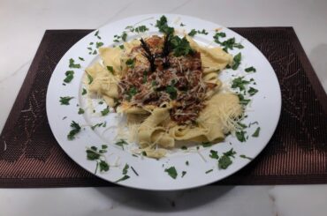 Homemade pappardelle with lamb ragu….