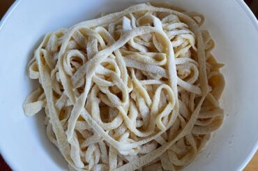 First attempt at pasta with just a rolling pin and muscle. I know it looks uneven but its a first try 😃