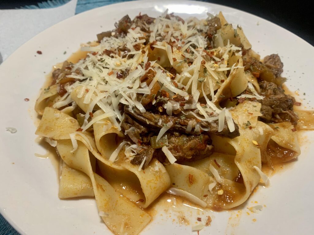 Beef ragu with pappardelle pasta