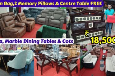 Hyderabad Home Furniture Market | Premium Quality Sofa, Cots Get FREE Bean Bag | Marble Dining Table