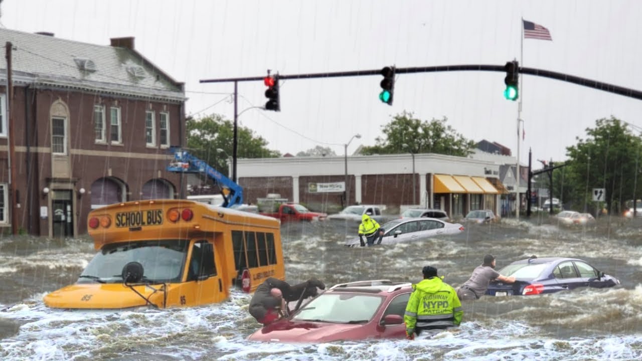New York is sinking again today! Flooding submerged cars and buildings in Brooklyn, NY New York is sinking again today! Flooding submerged cars and buildings in Brooklyn, NY