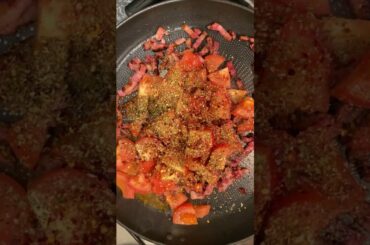 Cooking Gousto’s bacon and tomato amatriciana sauce with fresh orecchiette