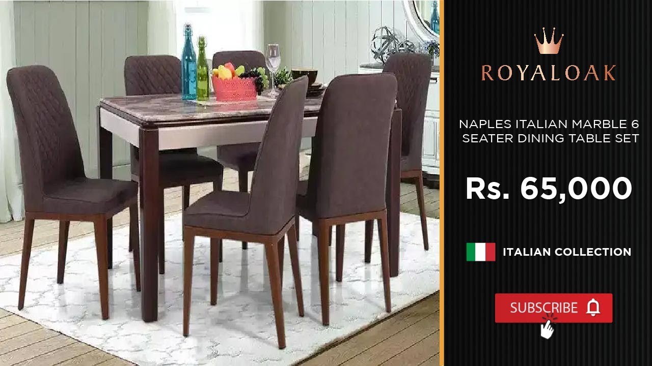Royaloak | Naples Italian Marble 6 Seater Dining Table Set Royaloak | Naples Italian Marble 6 Seater Dining Table Set