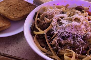 Mushroom and baby tomato fettuccine, my absolute favorite