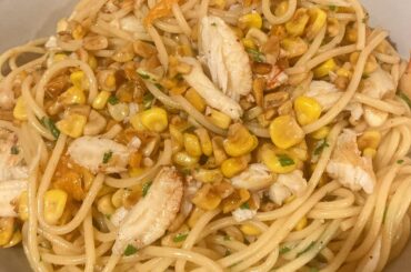 Spaghetti with Maine crab, corn and habaneros