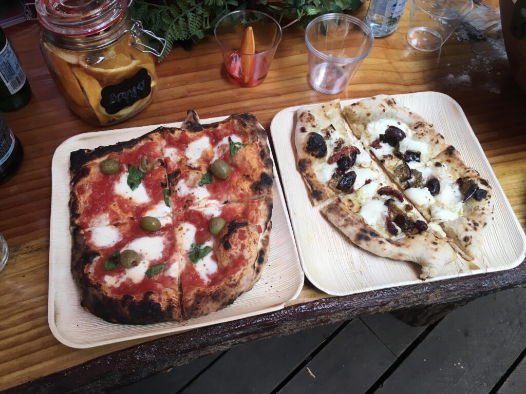 Last two of twenty pizzas that my wife and I made for our guests at our small socially distant wedding today.