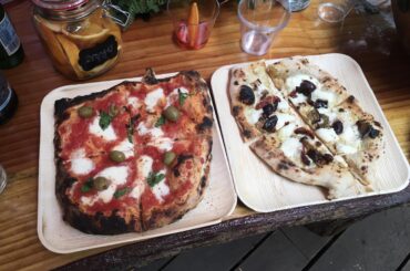 Last two of twenty pizzas that my wife and I made for our guests at our small socially distant wedding today.