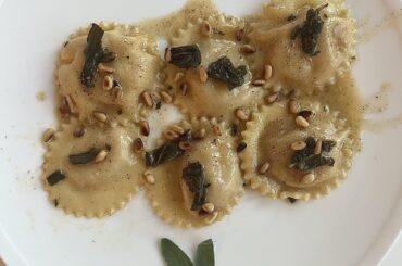 Homemade butternut squash ravioli