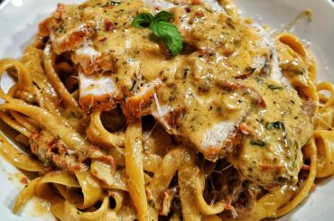 "Marry me chicken" with fettuccine.