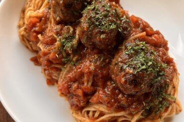 spaghetti and meatballs (everything homemade)