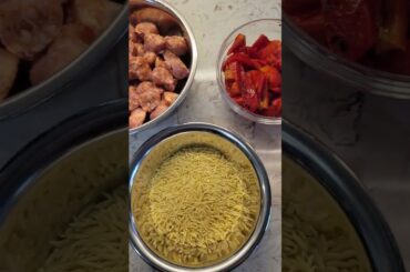 Orzo with Italian Sausage & Peppers Mise en Place & Prep