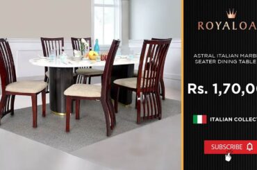 Royaloak | Astral Italian Marble 6 Seater Dining Table Set