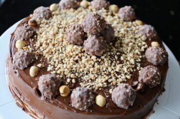 Festive Chocolate Hazelnut Ferrero Rocher Cake