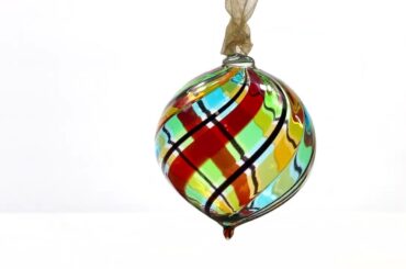 My Italian Decor - Hand Blown Murano Glass Filigrana Teardrop Ornament, Made in Italy