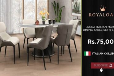 Royaloak | Lucca Italian Marble Dining Table Set 6 Seater