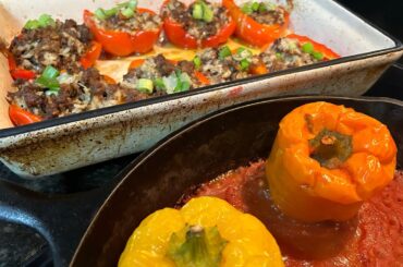 Stuffed Bell Pepper Competition:2 Recipes/Italian Sausage Skillet and  Beef Teriyaki