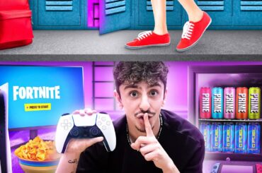 I Built a SECRET Gaming Room in School..