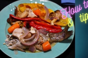 Fish with peppers and wine in the oven, keto meal