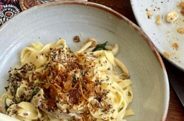 Home made Fettuccine with Miso Butter Chicken