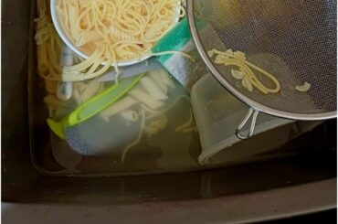 Whilst making spaghetti and meatballs i was draining the pasta and it ALL FELL INTO THE SINK