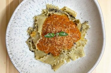 Olive Malfadine Pasta in a Traditional Napoletana Sauce