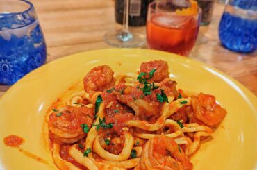 Shrimp fra diavolo with homemade pici
