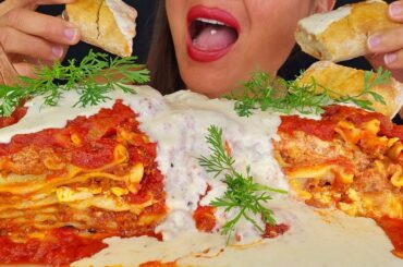 THICK DELICIOUS LASAGNA!  ASMR MUKBANG BIG BITES OMAD ITALIAN FOOD NO TALKING