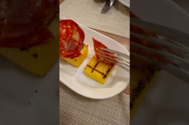 Eating Grilled Corn Cake with Italian Salami #asmreating #italianfood #shorts