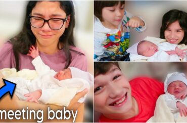 Siblings Meet Baby Brother for the First Time! *Cute Reaction*