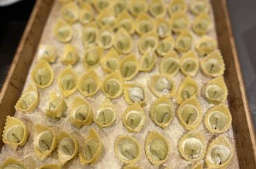 Tortelli/tortelloni with spinach, chard, and ricotta