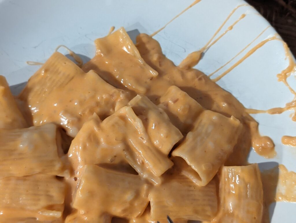 Vodka sauce rigatoni with legit cheese pull for my little girl