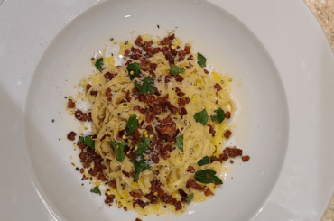 Fresh fettuccini with pancetta