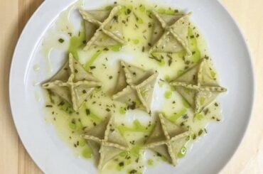 Sacchetti filled with Ricotta, Carrot Top Pesto, Lemon and a Tarragon Sauce