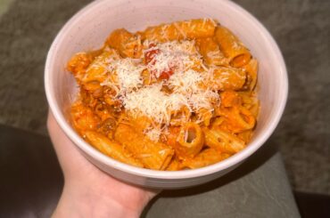 Creamy Sun-dried Tomato Rigatoni with Parmigiano Reggiano