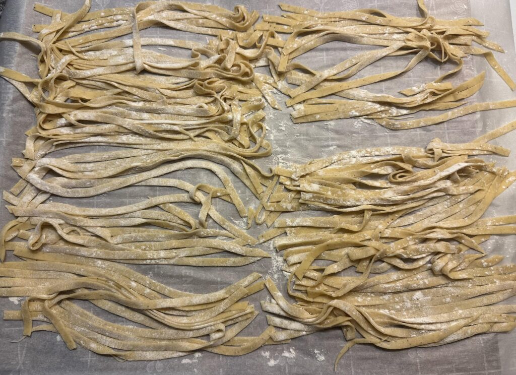 Drying homemade egg noodles