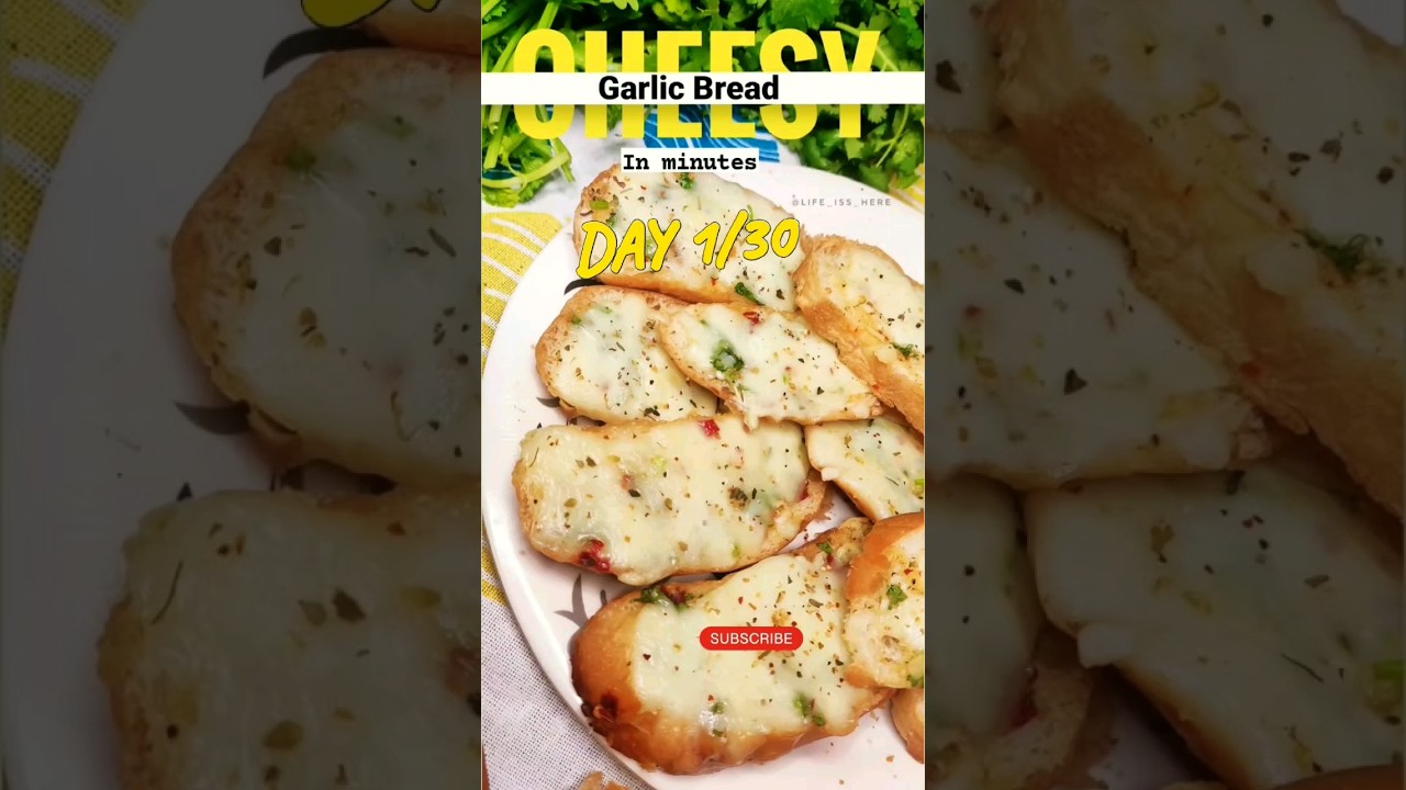 Day 1 of 30 days easy recipes – Cheesy garlic bread #shorts #easyrecipes #garlicbreadathome Day 1 of 30 days easy recipes - Cheesy garlic bread #shorts #easyrecipes #garlicbreadathome