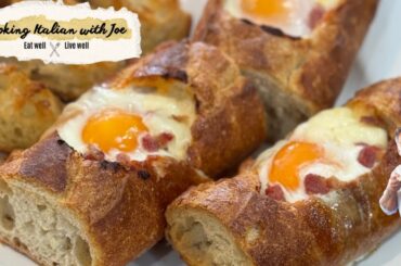 Breakfast Ciabatta with Eggs, Cheese, and Bacon Cooking Italian with Joe