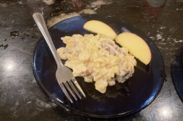 ~My own, Creamy mushroom Rotini with walnuts~ (A side of apples)