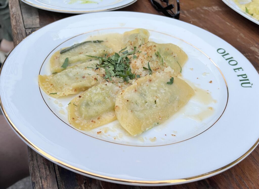 Ricotta, spinach and pecorino ravioli